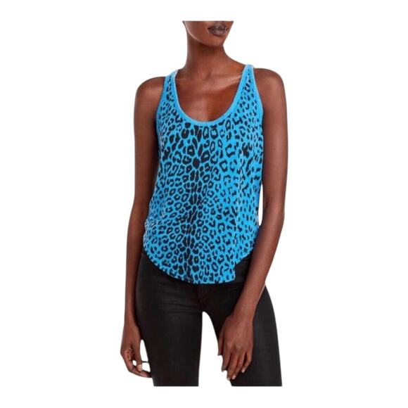Chaser NWT Women’s Animal Print Pullover Knit Tank Top Small Royal Blue Scoop - Picture 14 of 14